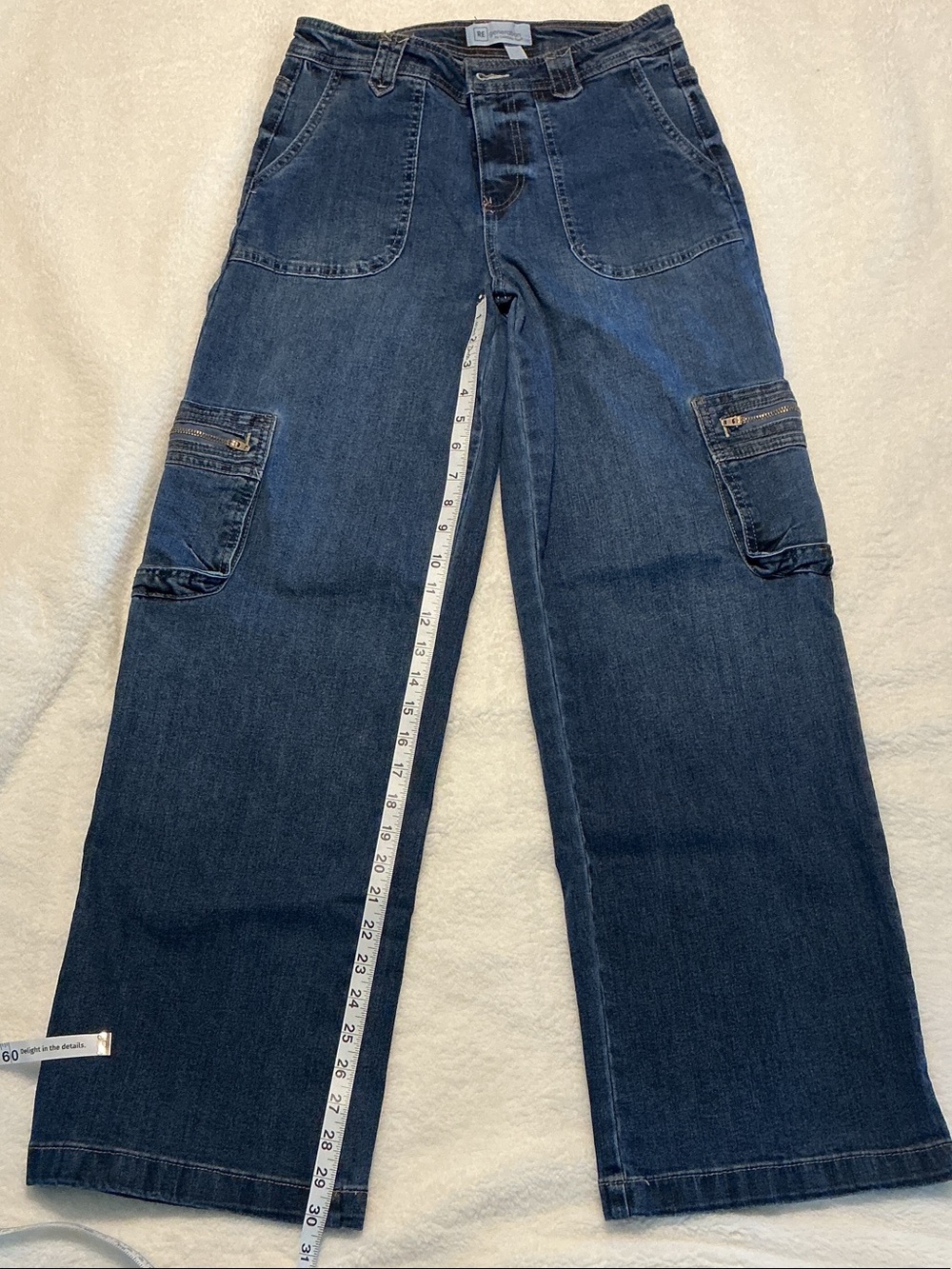 Celebrity Pink Dark Blue Wide-Leg Cargo Jeans